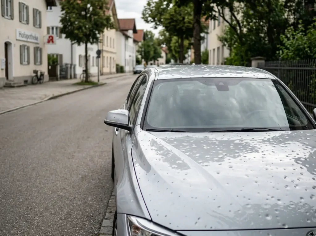 Hagelschaden Rosenheim – Fahrzeug mit flächendeckenden Dellen auf Motorhaube und Dach